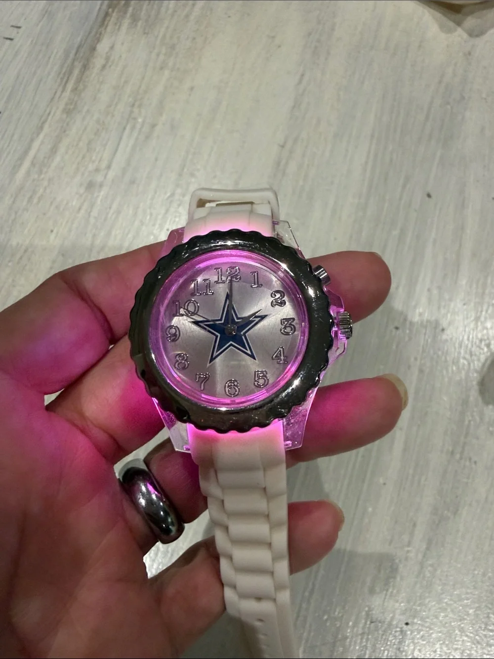 White Dallas Cowboys Silicone Star Dial Sports Watch